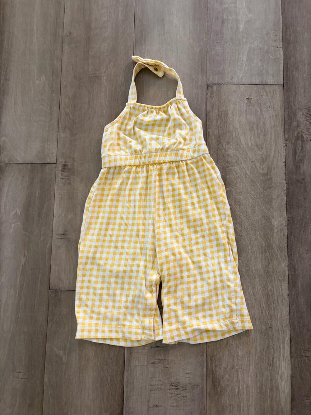 Old Navy Yellow Gingham Halter One-Piece Romper